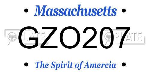 GZO207 Massachusetts License Plate