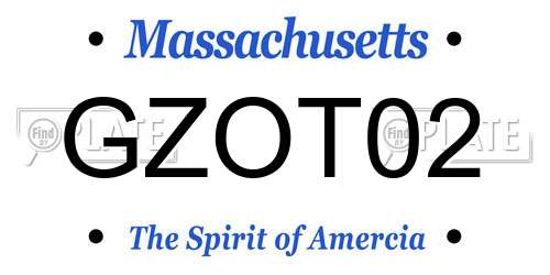 GZOT02 Massachusetts License Plate