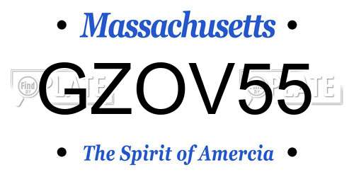 GZOV55 Massachusetts License Plate