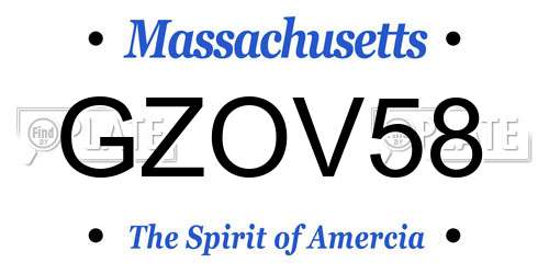 GZOV58 Massachusetts License Plate