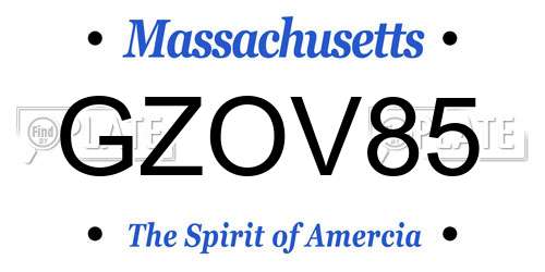 GZOV85 Massachusetts License Plate