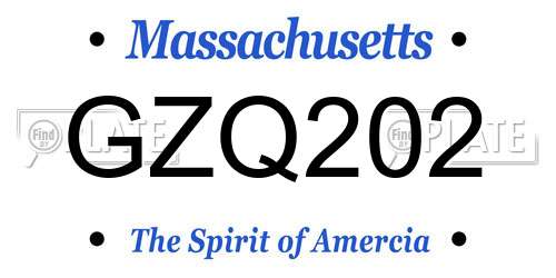 GZQ202 Massachusetts License Plate