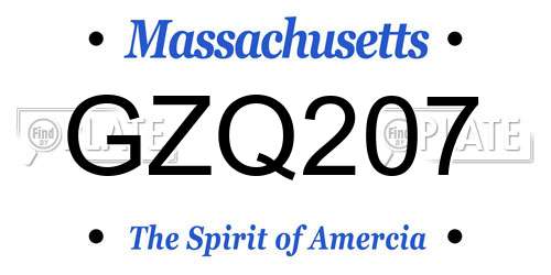 GZQ207 Massachusetts License Plate