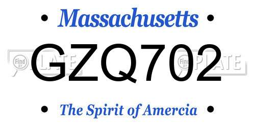GZQ702 Massachusetts License Plate