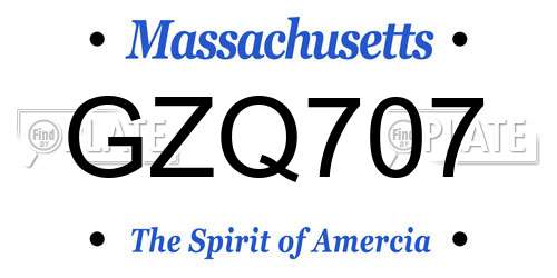 GZQ707 Massachusetts License Plate
