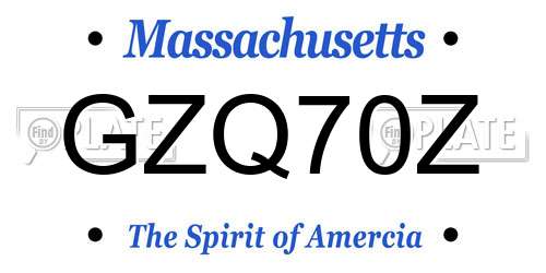 GZQ70Z Massachusetts License Plate
