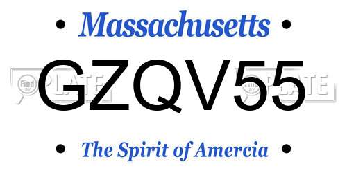 GZQV55 Massachusetts License Plate