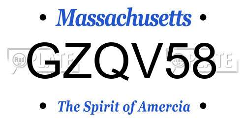 GZQV58 Massachusetts License Plate