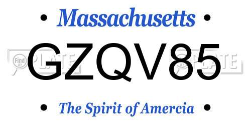GZQV85 Massachusetts License Plate