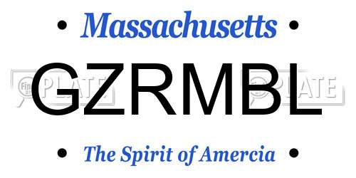 GZRMBL Massachusetts License Plate