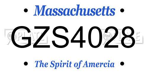 GZS4028 Massachusetts License Plate