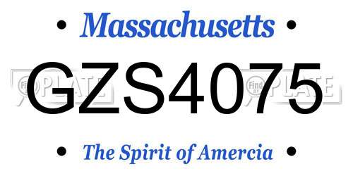 GZS4075 Massachusetts License Plate