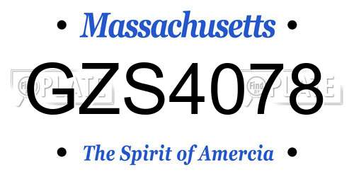 GZS4078 Massachusetts License Plate