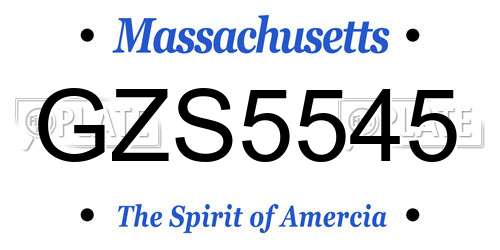 GZS5545 Massachusetts License Plate