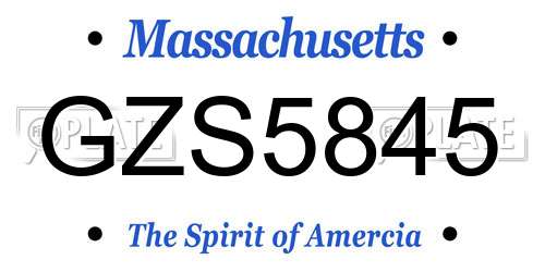 GZS5845 Massachusetts License Plate