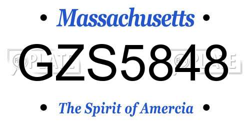GZS5848 Massachusetts License Plate
