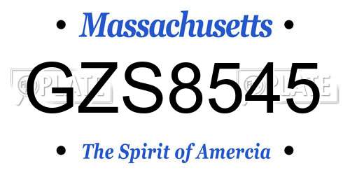 GZS8545 Massachusetts License Plate
