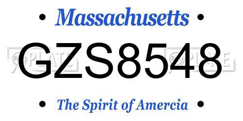GZS8548 Massachusetts License Plate