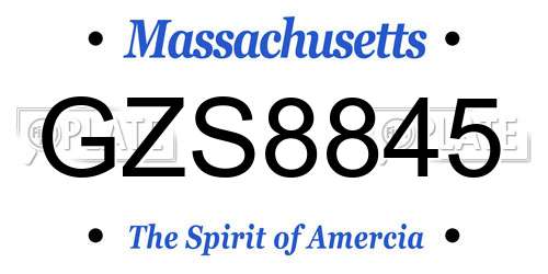 GZS8845 Massachusetts License Plate