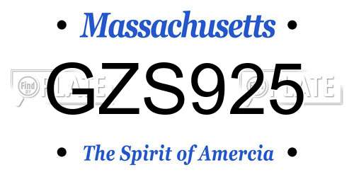 GZS925 Massachusetts License Plate