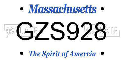GZS928 Massachusetts License Plate