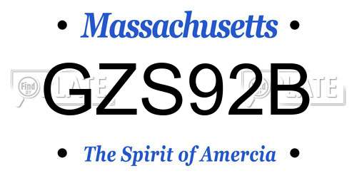 GZS92B Massachusetts License Plate