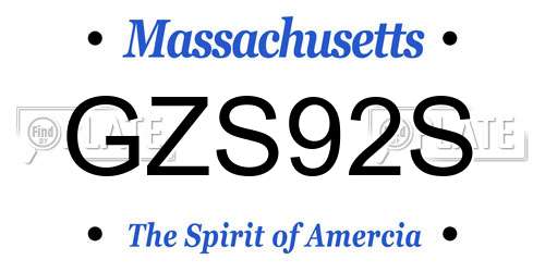 GZS92S Massachusetts License Plate