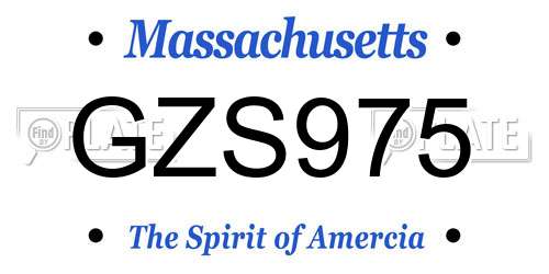 GZS975 Massachusetts License Plate