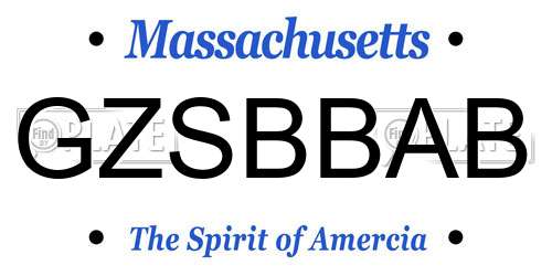 GZSBBAB Massachusetts License Plate
