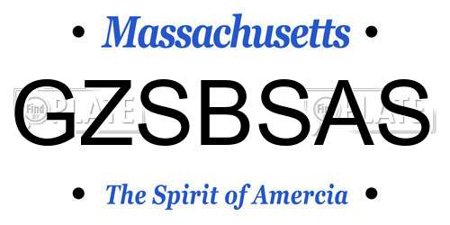 GZSBSAS Massachusetts License Plate