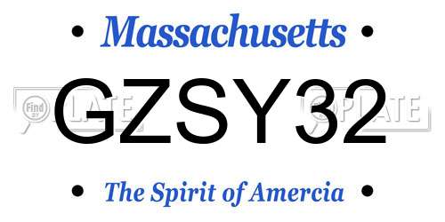 GZSY32 Massachusetts License Plate