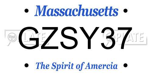 GZSY37 Massachusetts License Plate