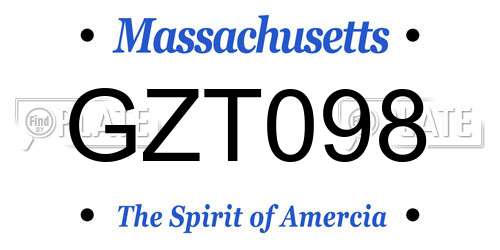 GZT098 Massachusetts License Plate
