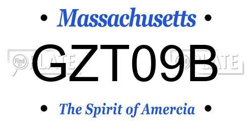 GZT09B Massachusetts License Plate
