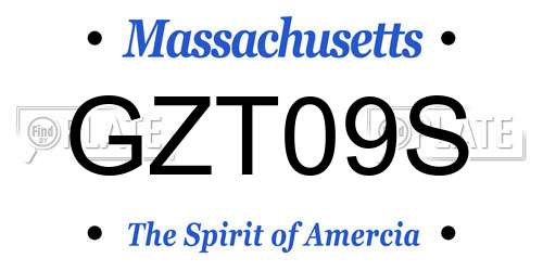GZT09S Massachusetts License Plate