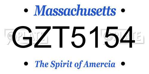 GZT5154 Massachusetts License Plate