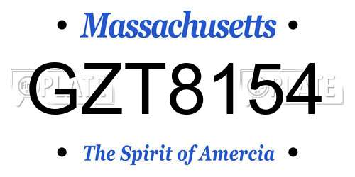 GZT8154 Massachusetts License Plate