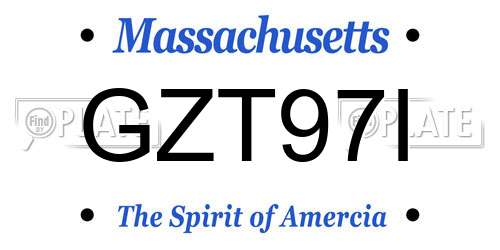 GZT97I Massachusetts License Plate