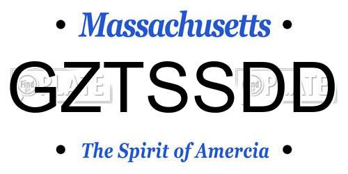 GZTSSDD Massachusetts License Plate