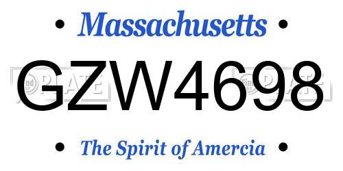 GZW4698 Massachusetts License Plate