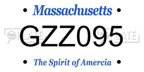 GZZ095 Massachusetts License Plate