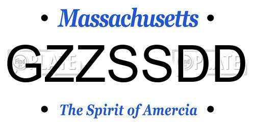 GZZSSDD Massachusetts License Plate