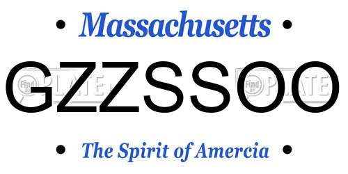 GZZSSOO Massachusetts License Plate