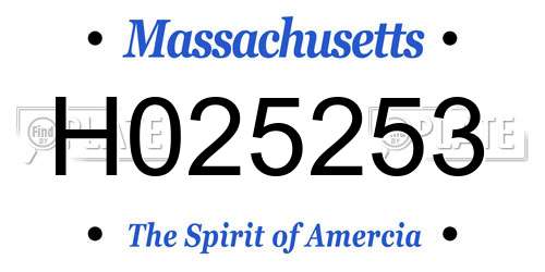 H025253 Massachusetts License Plate