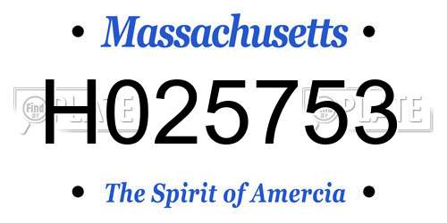H025753 Massachusetts License Plate
