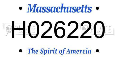H026220 Massachusetts License Plate