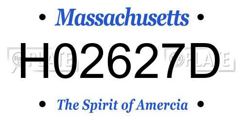 H02627D Massachusetts License Plate
