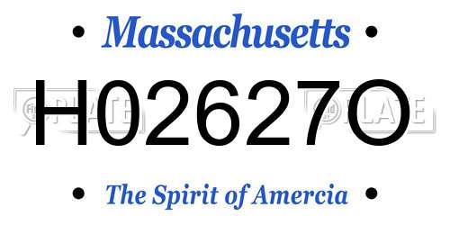 H02627O Massachusetts License Plate
