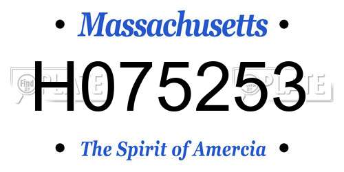 H075253 Massachusetts License Plate