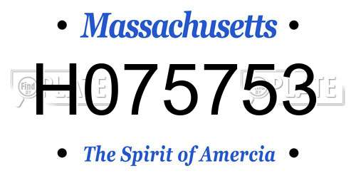 H075753 Massachusetts License Plate
